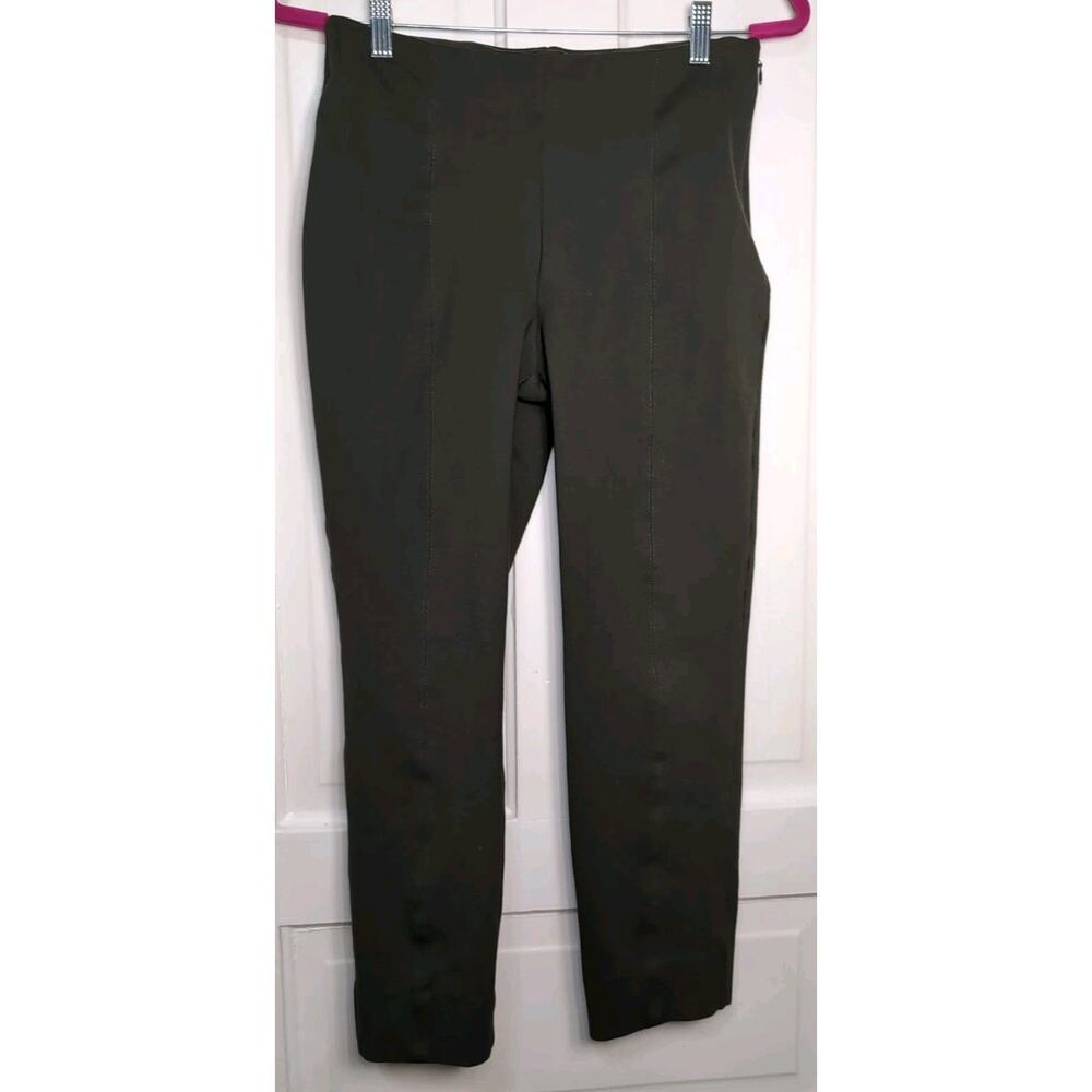 Quince Ultra-Stretch Ponte Pintuck Ankle Pants Olive Women's L Work (1154)